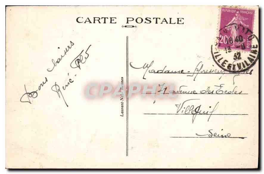 Saint Malo — Un coin des Remparts — Côte d’Emeraude — éditeur Laurent Négranes, n° 225 — Verso