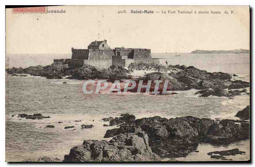 Saint-Malo — Le Fort National à marée haute — G.F. n°4028