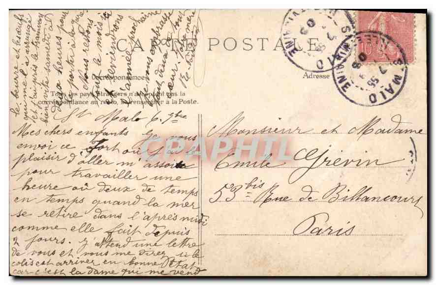 Saint-Malo — Le Fort National à marée haute — G.F. n°4028 — Verso