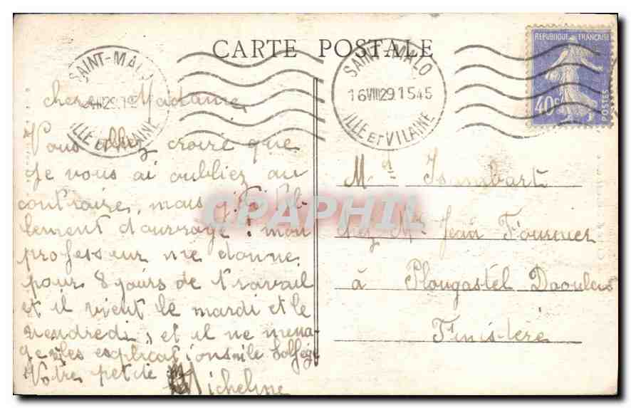 CPA St Malo Le Jardin des Douves et le Casino — Verso