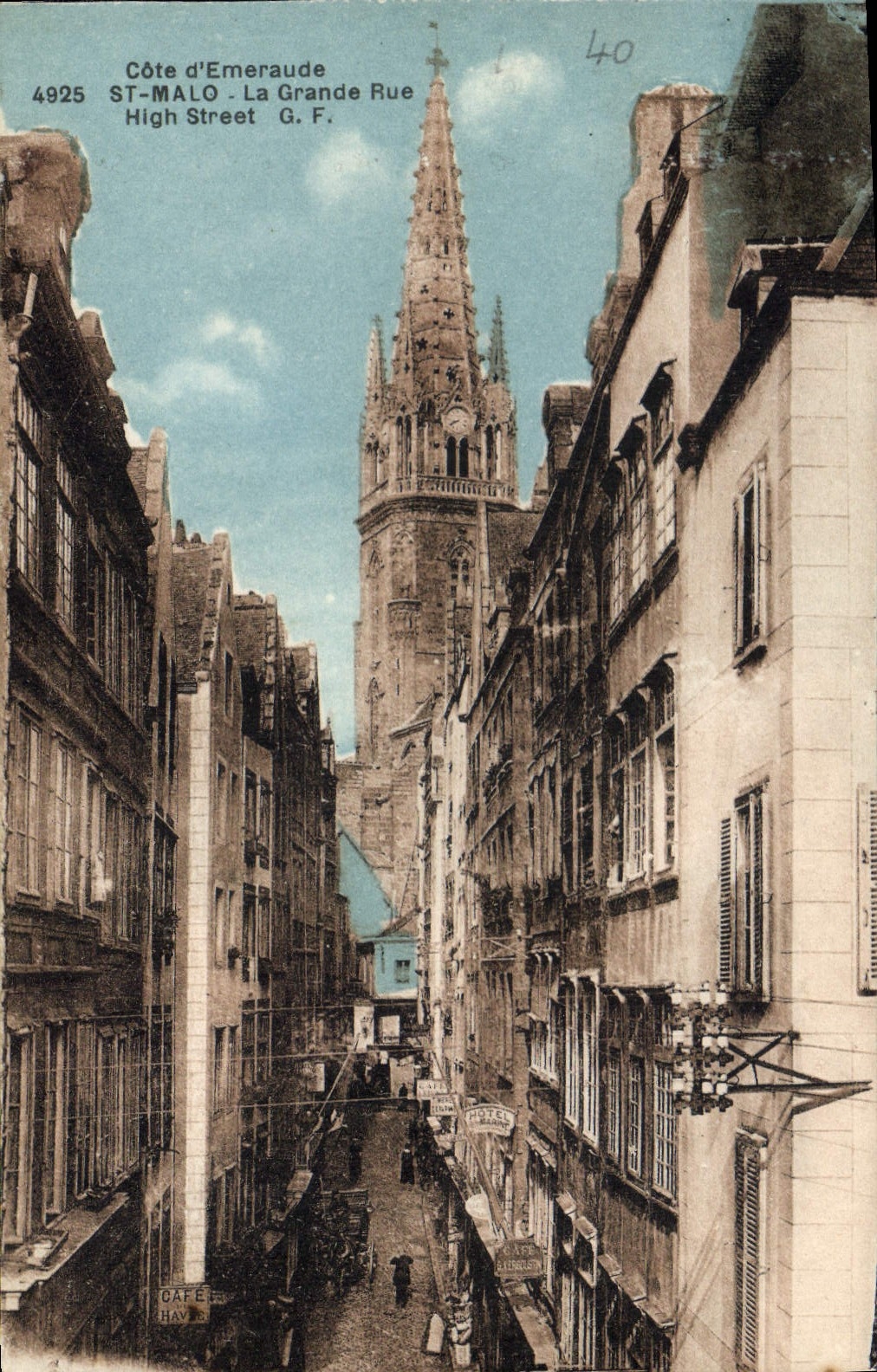 St-Malo - La Grande Rue — vue de la cathédrale — éditeur Guérin, n° 4925