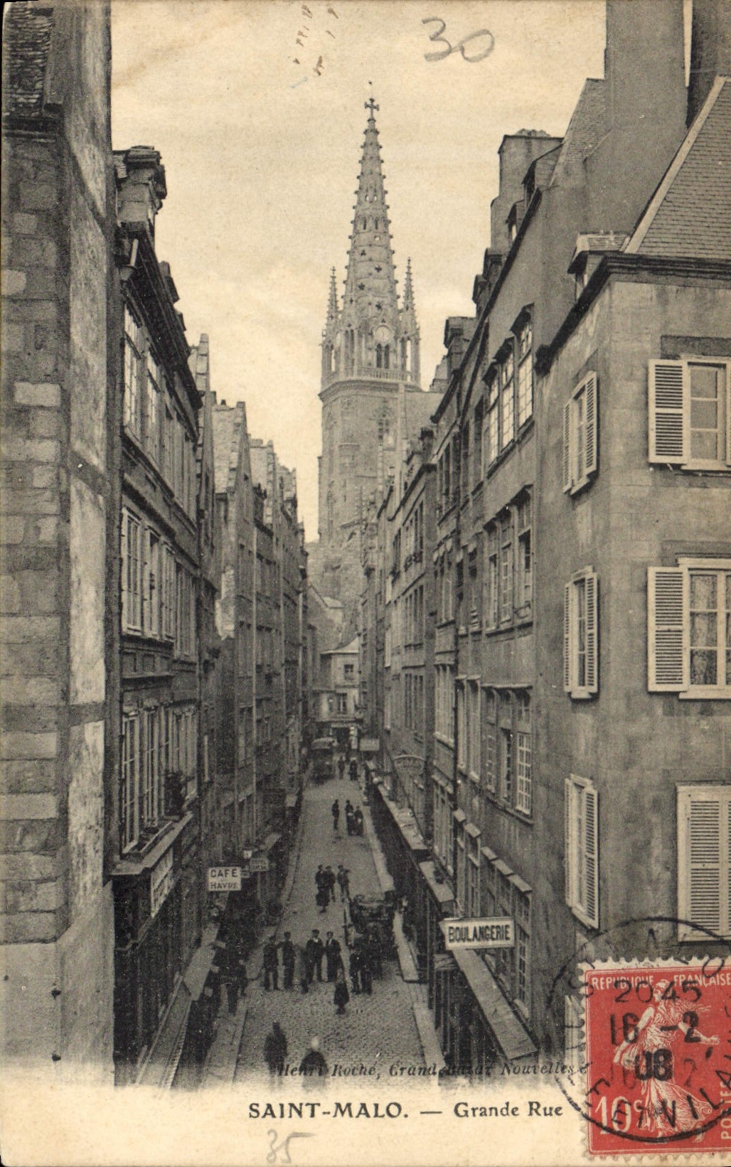 Saint-Malo — Grande Rue — éditeur Henri Roche, Grandes Nouvelles