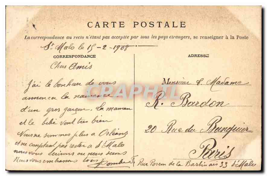 Saint-Malo — Grande Rue — éditeur Henri Roche, Grandes Nouvelles — Achterkant