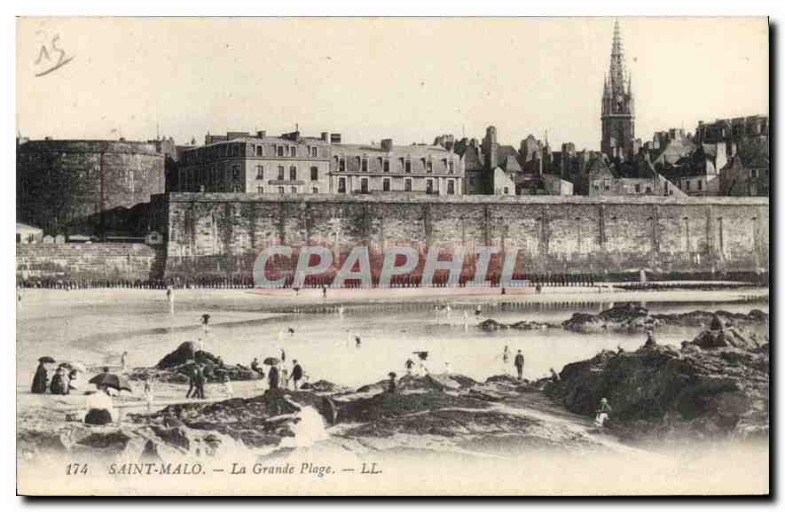 SAINT-MALO — La Grande Plage — LL. — CPAPHIL 174