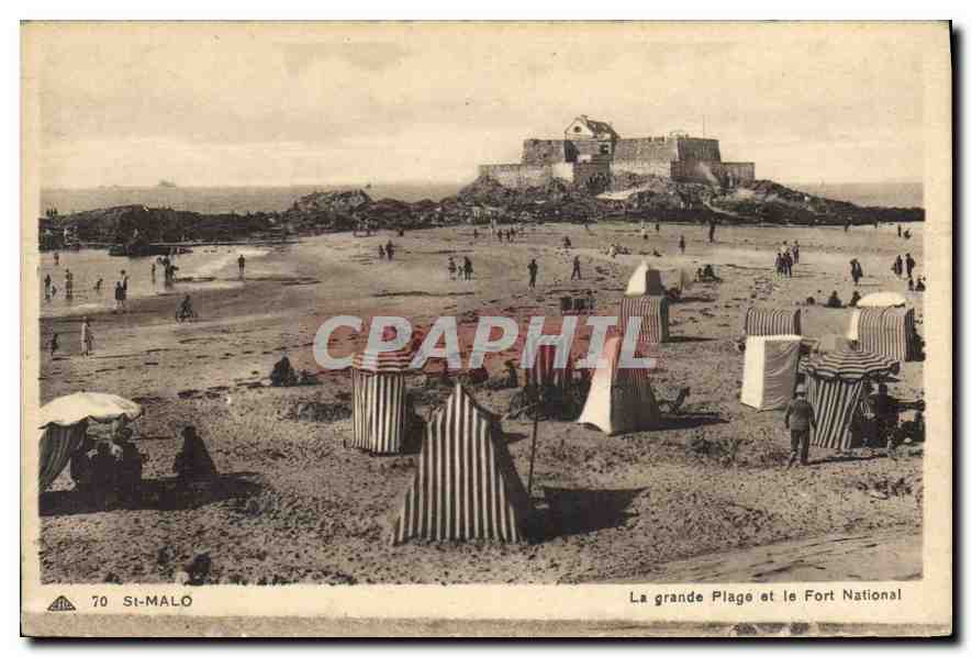 St-Malo — La grande Plage et le Fort National — C° des Arts Photomécaniques - Strasbourg