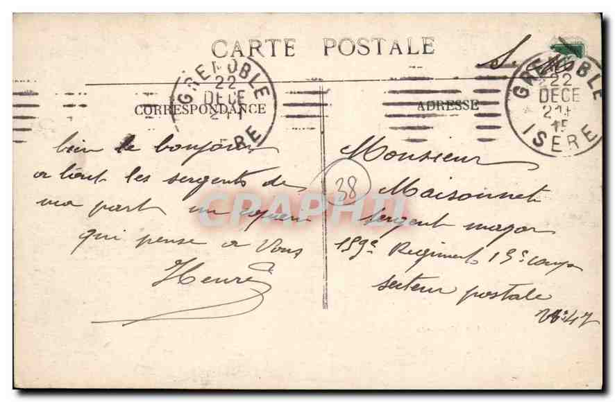 Grenoble — L'Hôtel des Postes et Télégraphes — A.V. coll. L.P. Grenoble, n°153 — Verso