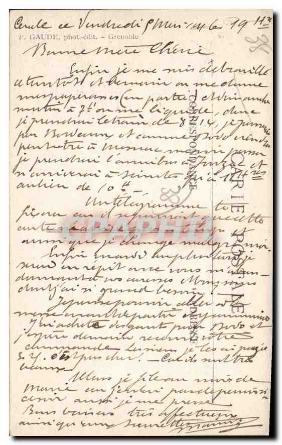 Grenoble — L'Île-Verte, l'Isère et les Alpes — Éditeur E. Gaudé — Rückseite