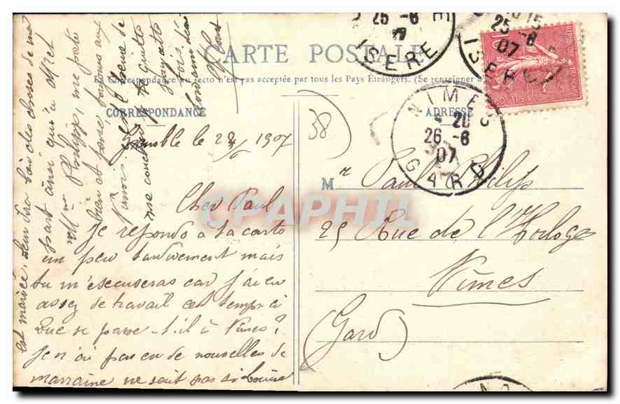 Grenoble - Le Square des Postes et Monument Dondart de-Lagrée — Chellé A.V. Collection L.P. Grenoble — Verso
