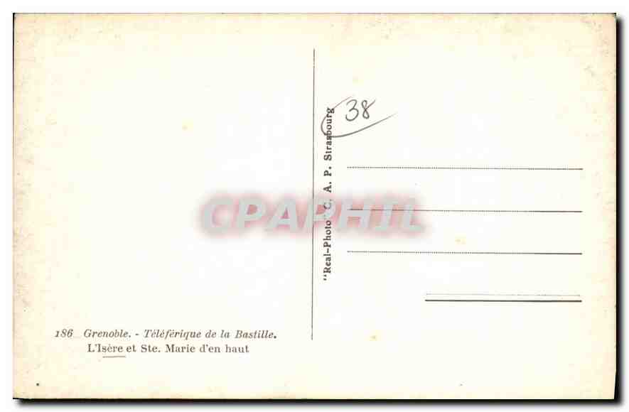 CPA Grenoble Teleferique de la Bastille L'Isere et Ste Marie d'en haut — Rückseite