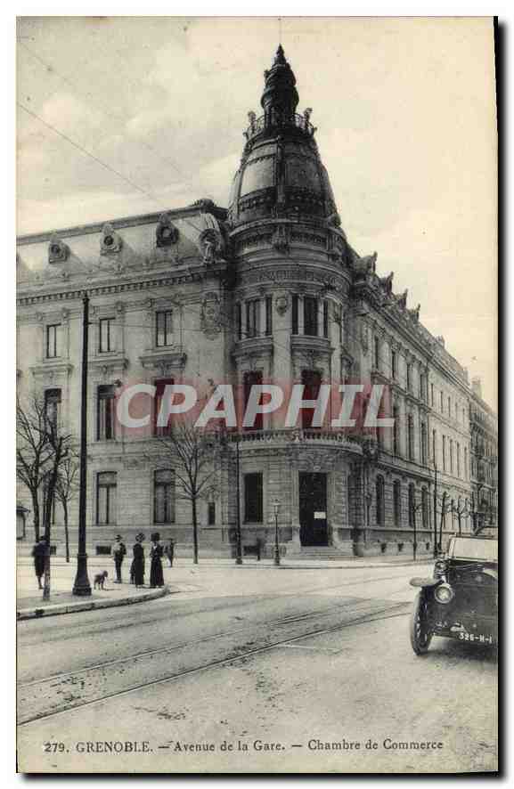 CPA Grenoble Avenue de la Gare Chambre de Commerce Automobile