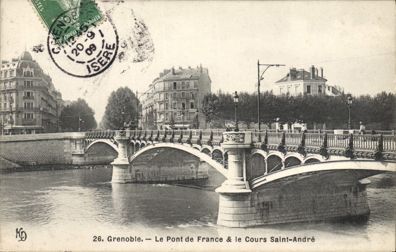 CPA Grenoble Le Pont de France & le Cours Saint Andre