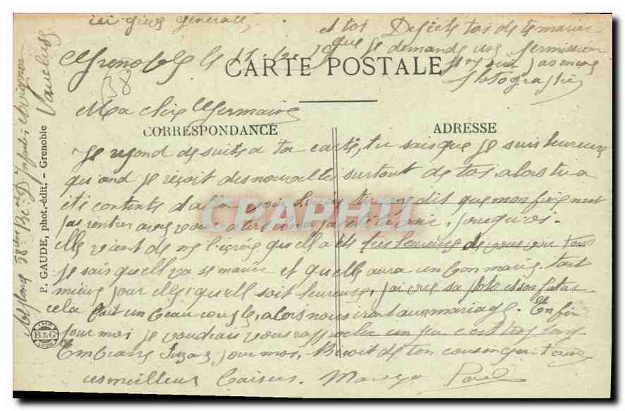Grenoble — Place de la Bastille et Cours Saint-André — P. GAUDE, phot.-édit., Grenoble — Rückseite
