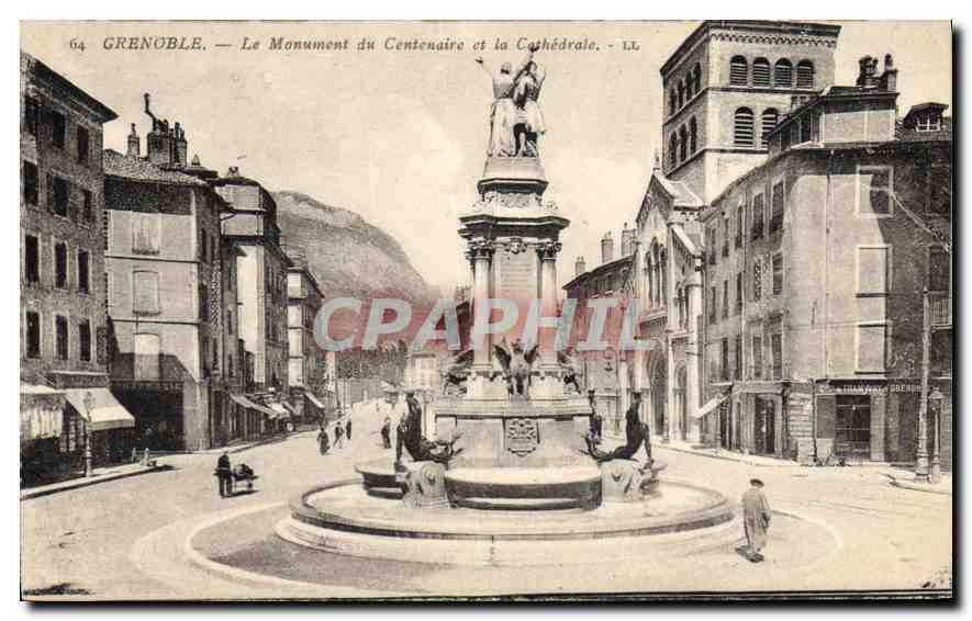 CPA GrenobleLe Monument du Centenaire et la Cathedrale
