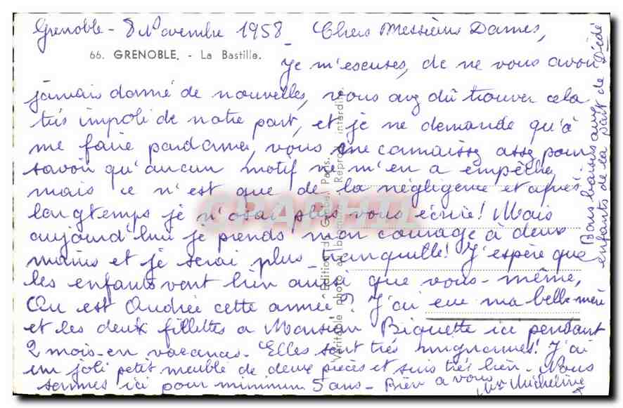 CPA Grenoble La Bastille — Rückseite