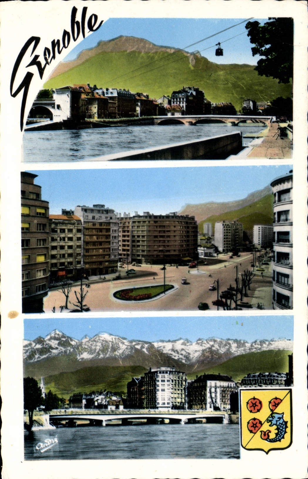 Grenoble — vue panoramique avec téléphérique et montagnes enneigées — Les Éditions Couleur Pro