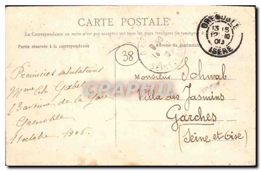 CPA Grenoble Le Moucherotte — Rückseite