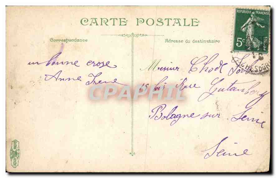 CPA Marseille Jardin du Pharo et Institut Pasteur — Rückseite