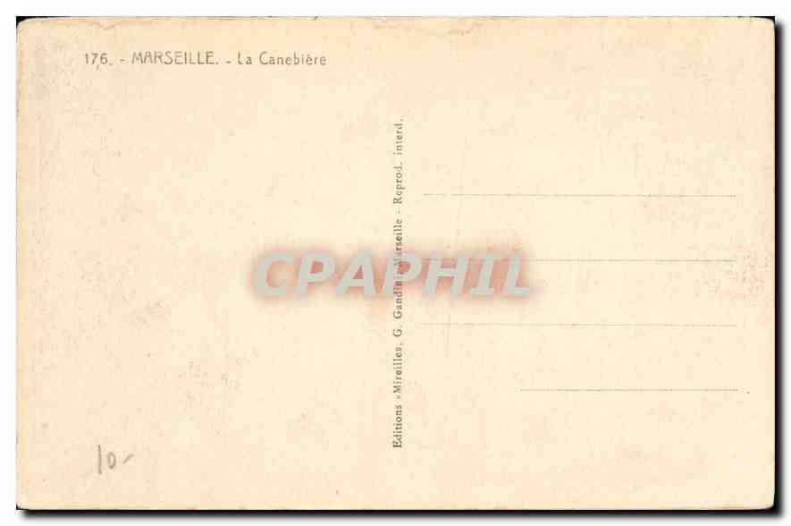 CPA Marseille La Canebiere — Verso