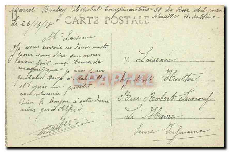 CPA Marseille Fontaine Estrangin — Rückseite