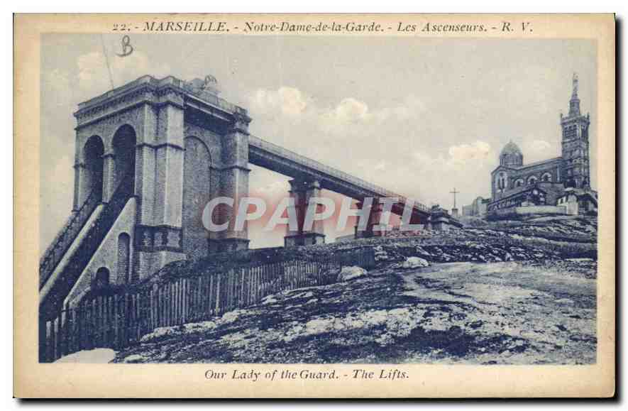 CPA Marseille Notre Dame de la Garde Les Ascenseurs
