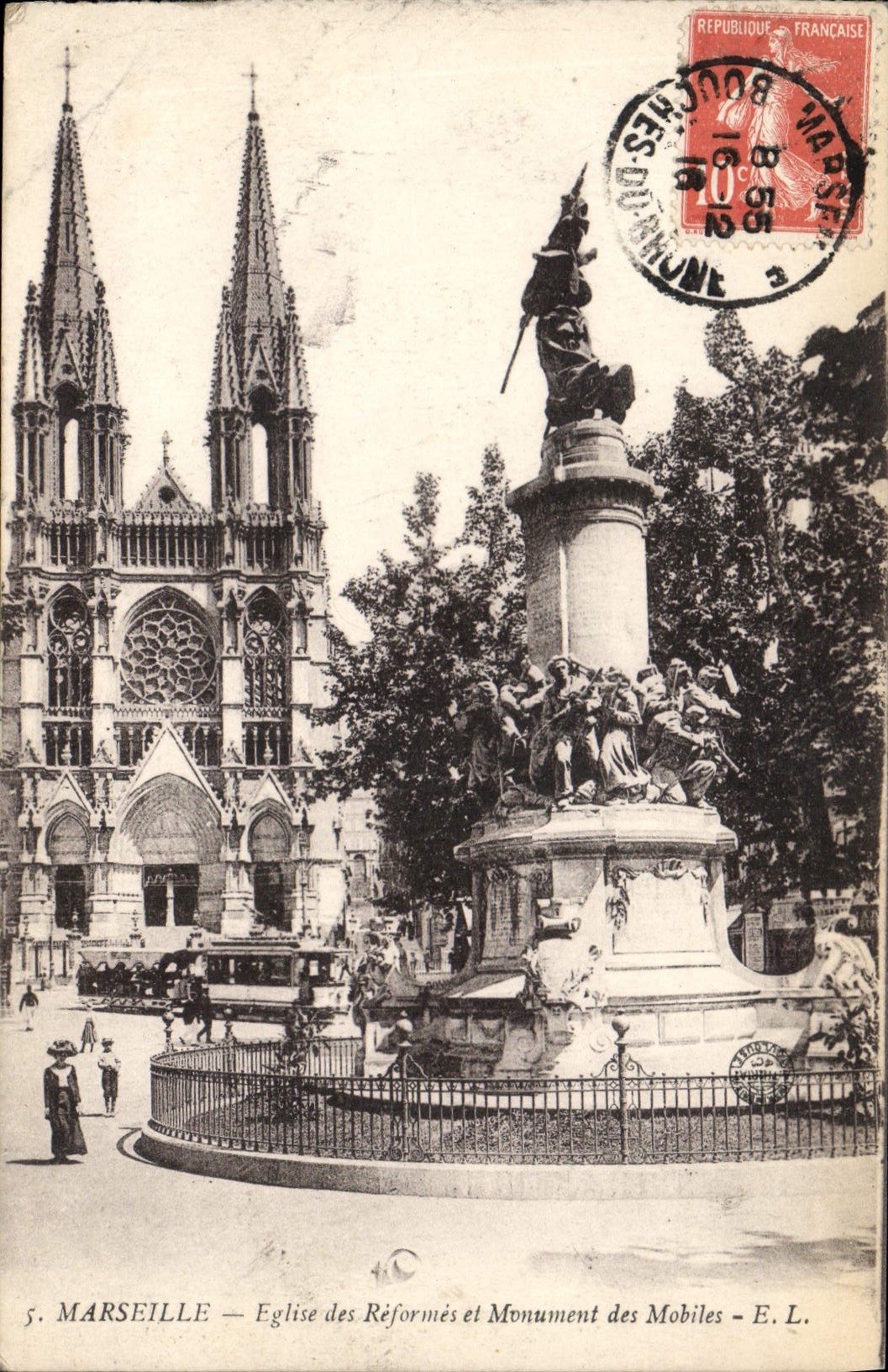 Marseille — Église des Réformés et Monument des Mobiles — E. L.