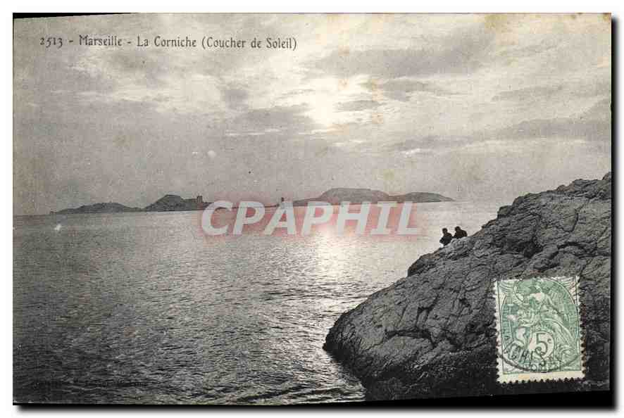 CPA Marseille La Corniche (Coucher de Soleil)