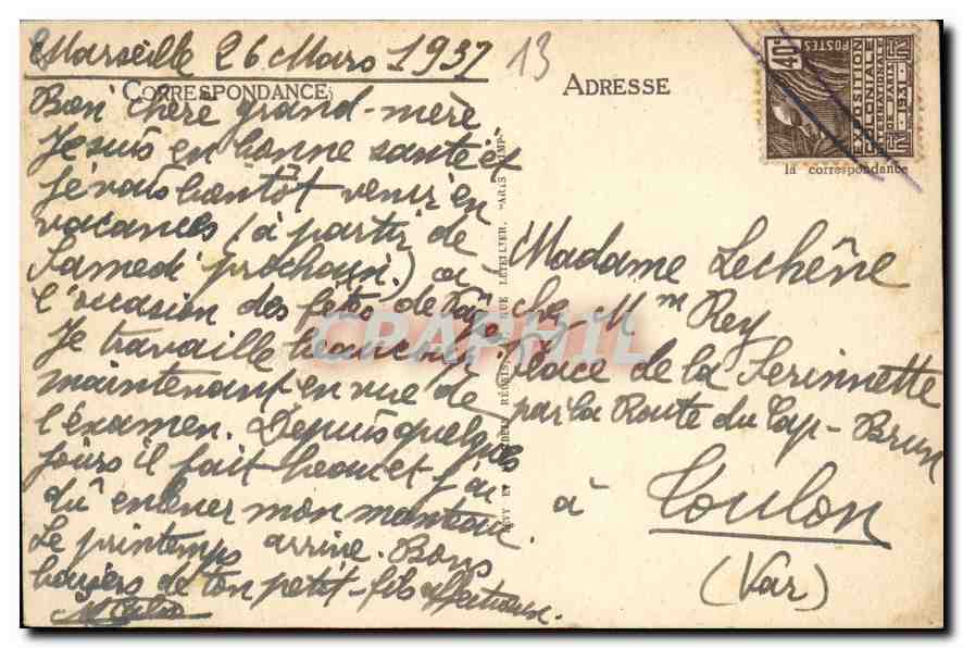 CPA Marseille Le Fort St Jean et la Cathedrale — Rückseite