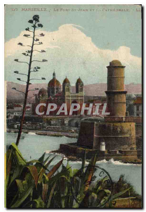CPA Marseille Le Fort St Jean et la Cathedrale
