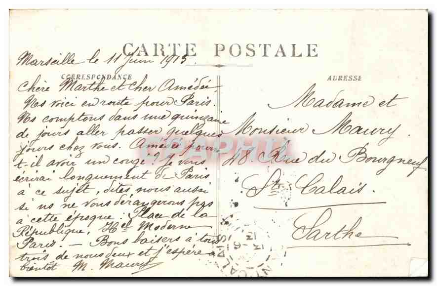 CPA Marseille Fontaine Cantini — Back