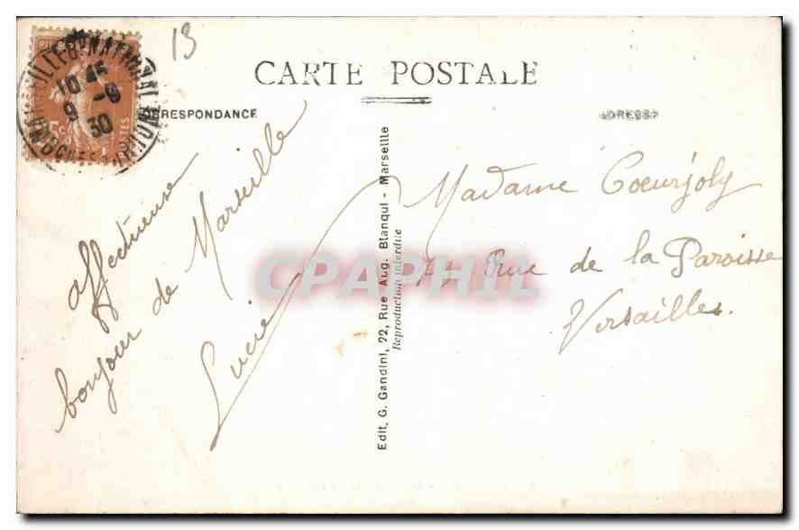 CPA Marseille La Corniche Le Prophete — Verso
