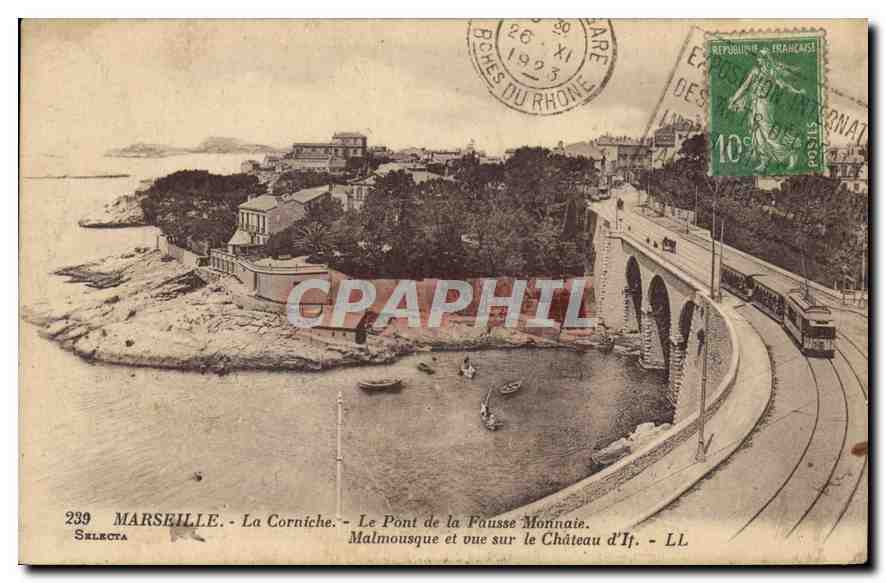 CPA Marseille La Corniche Le Pont de la Fausse Monnaie