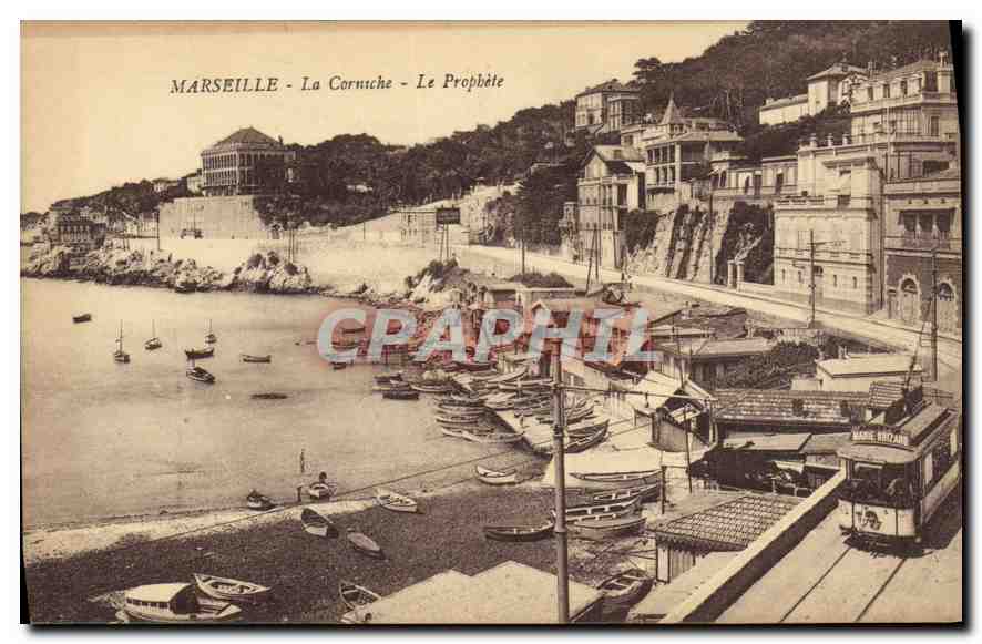 CPA Marseille La Corniche Le Prophete Tramway