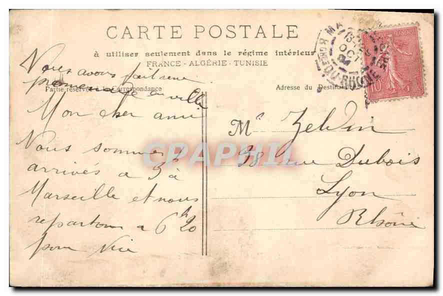 CPA Marseille La Corniche  — Verso