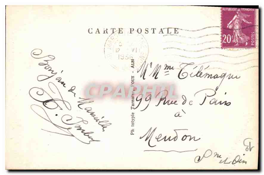 CPA Marseille Un coin de la Corniche — Verso