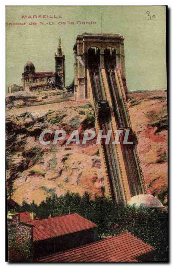 CPA Marseille Ascenseurs de N D de la Garde