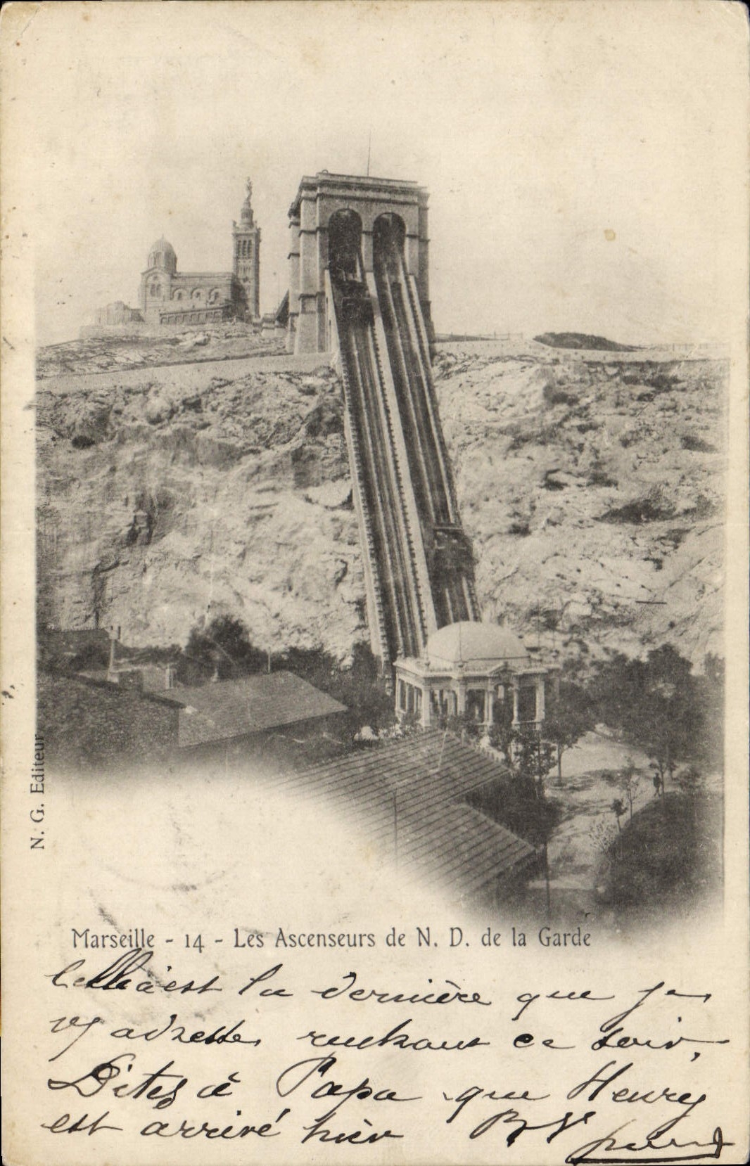 CPA Marseille Les Ascenseurs de N D de la Garde