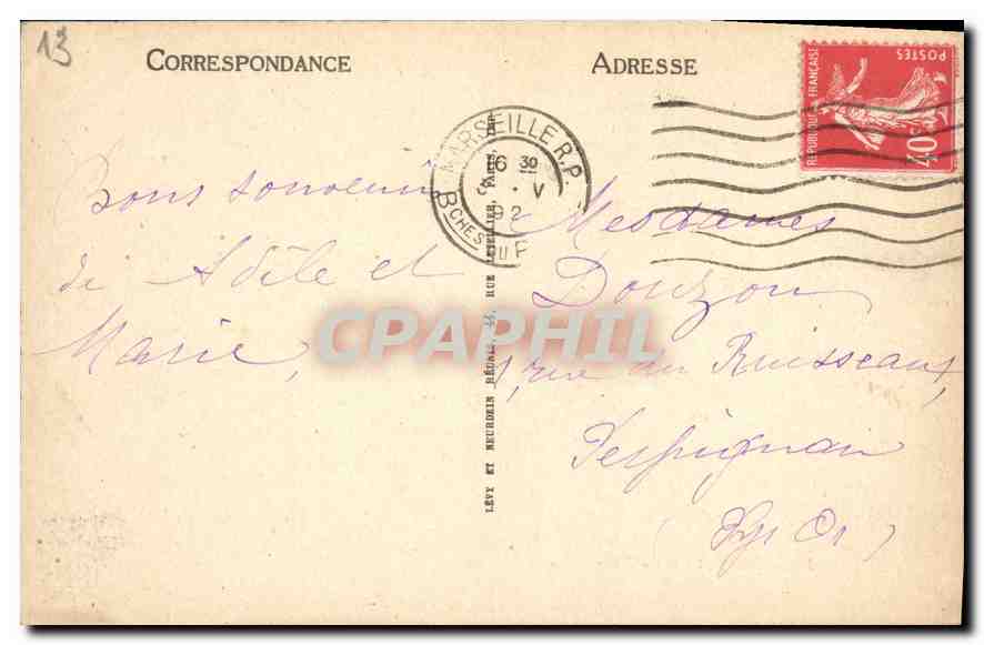 CPA Marseille La Prefecture Tramway — Rückseite