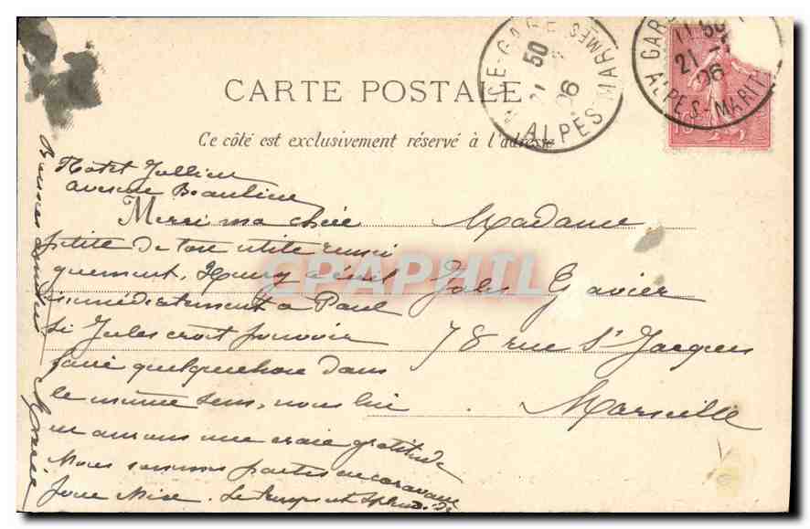 CPA Marseille Vue Generale prise de Notre Dame de la Garde — Rückseite