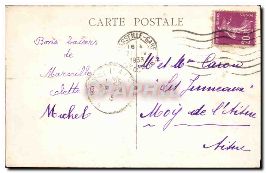 CPA Marseille Le Palais Longchamp — Rückseite
