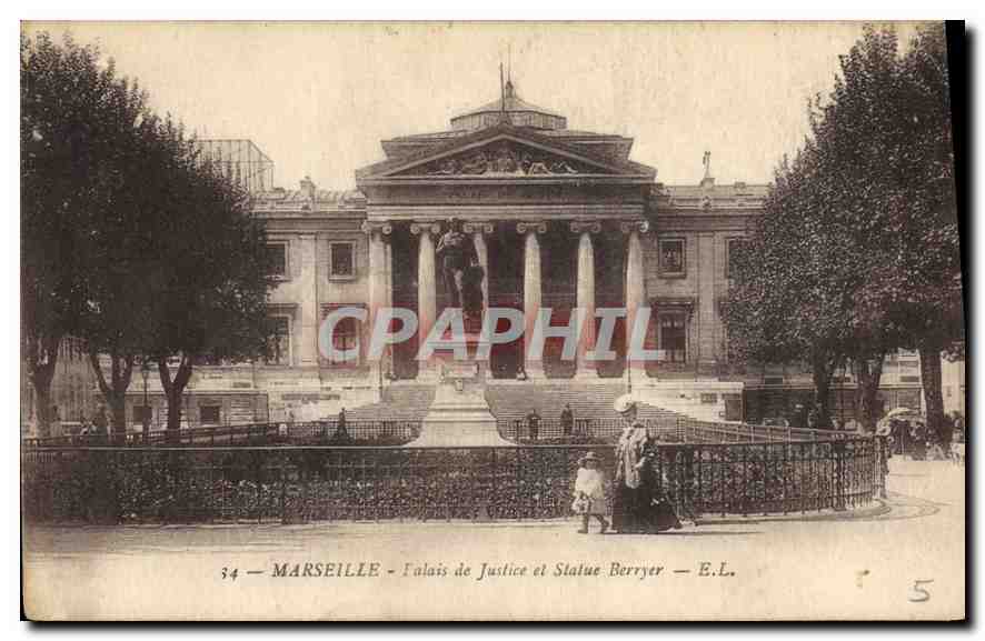 CPA Marseille Palais de Justice et Statue Berryer