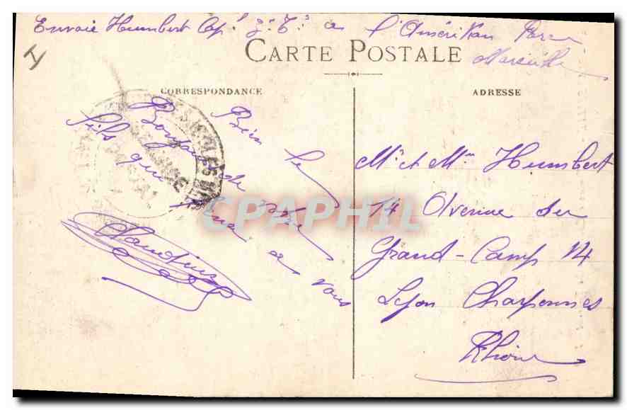 CPA Marseille La Fontaine Cantini Le Torrent — Rückseite