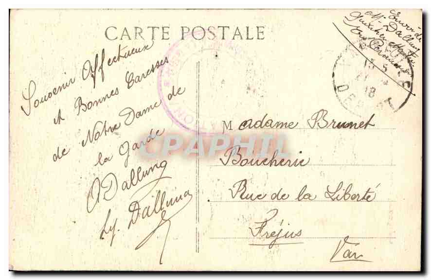 CPA Marseille N D de la Garde a travers les pins — Rückseite