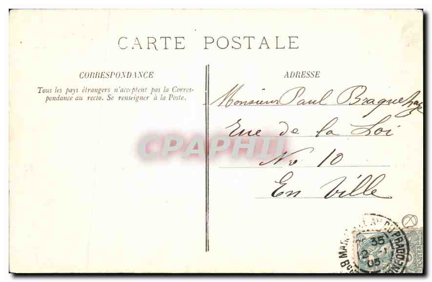 CPA Marseille L'Eglise des Reformes — Verso