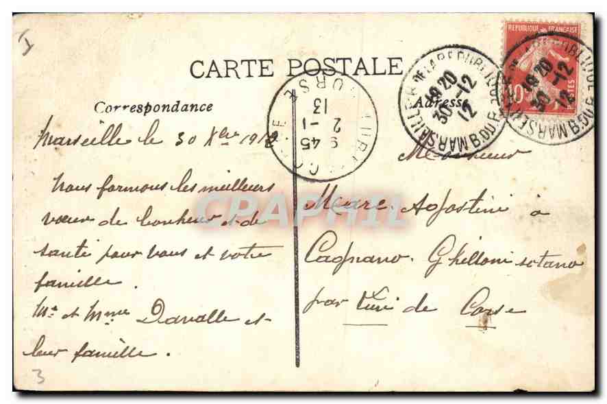 CPA Marseille Fontaine des Danaides — Rückseite