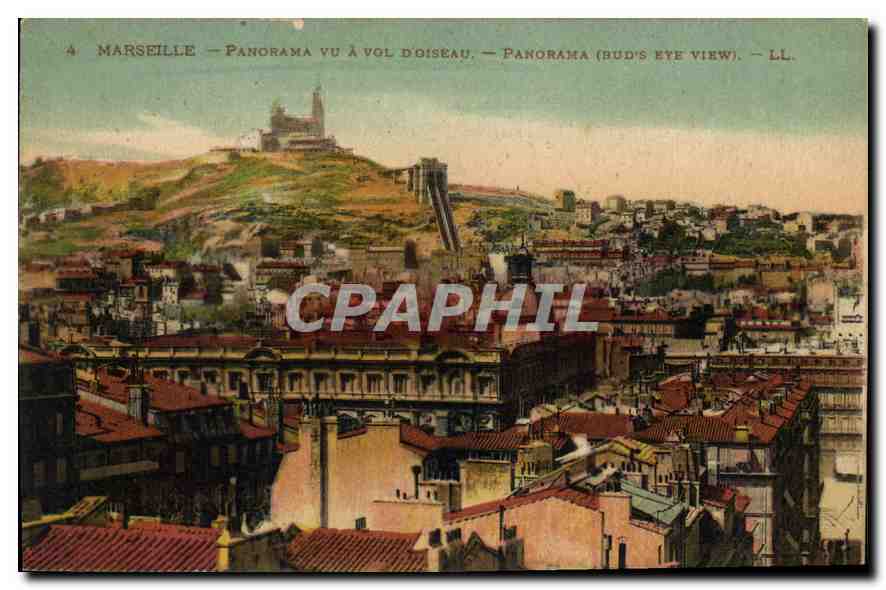 CPA Marseille Panorame vu a vol d'oiseau 