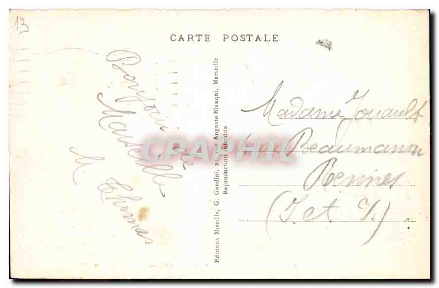 CPA Marseille Le Fort Saint Jean — Verso