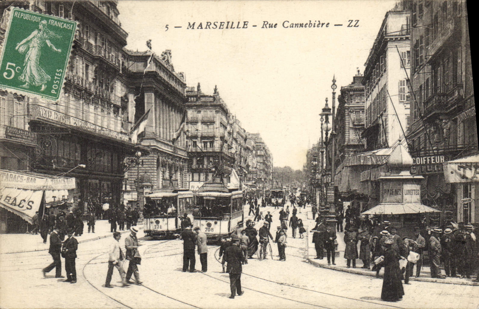 MARSEILLE - Rue Cannebière — vue animée avec tramway — éditeur ZZ