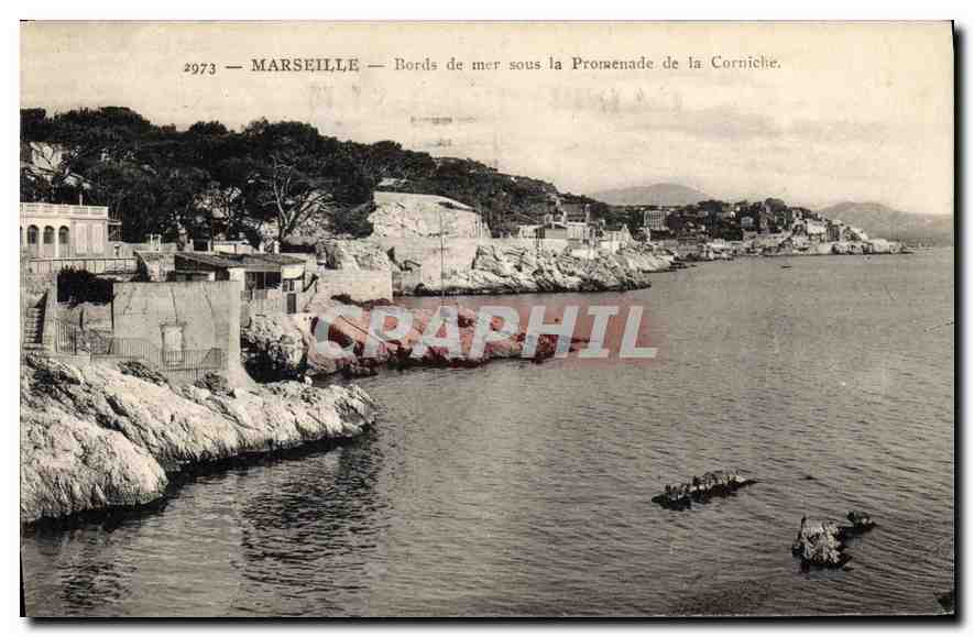 CPA Marseille Bords de mer sous la Promenade de la Corniche