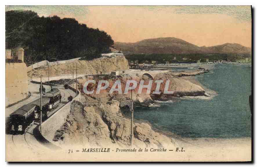 CPA Marseille Promenade de la Corniche Tramway
