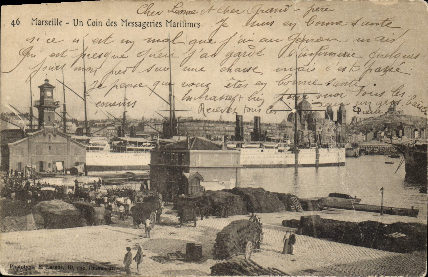 Marseille - Un Coin des Messageries Maritimes — Phototypie E. Lacour, 19, rue Thuban